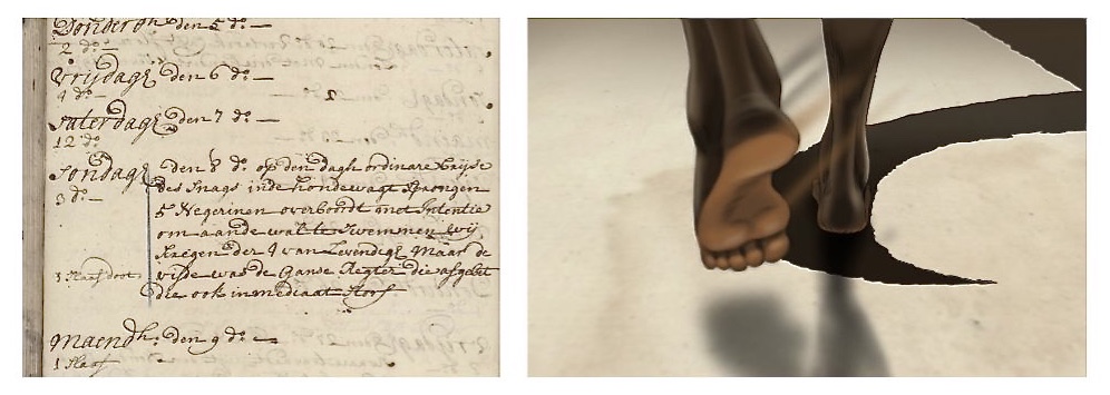 Kunstproject Armazoen - foto links © Universiteit van Gent - tekening rechts © Hugo Bausch